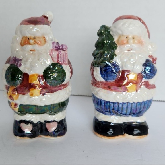 Other - Vintage Colorful Christmas Lusterware Santa Claus Ceramic Salt & Pepper Shakers